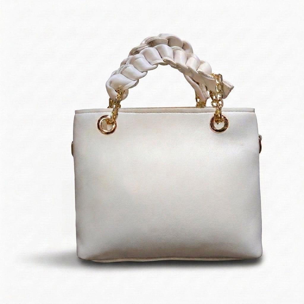 Floral Embroidered Bow Tote - White back