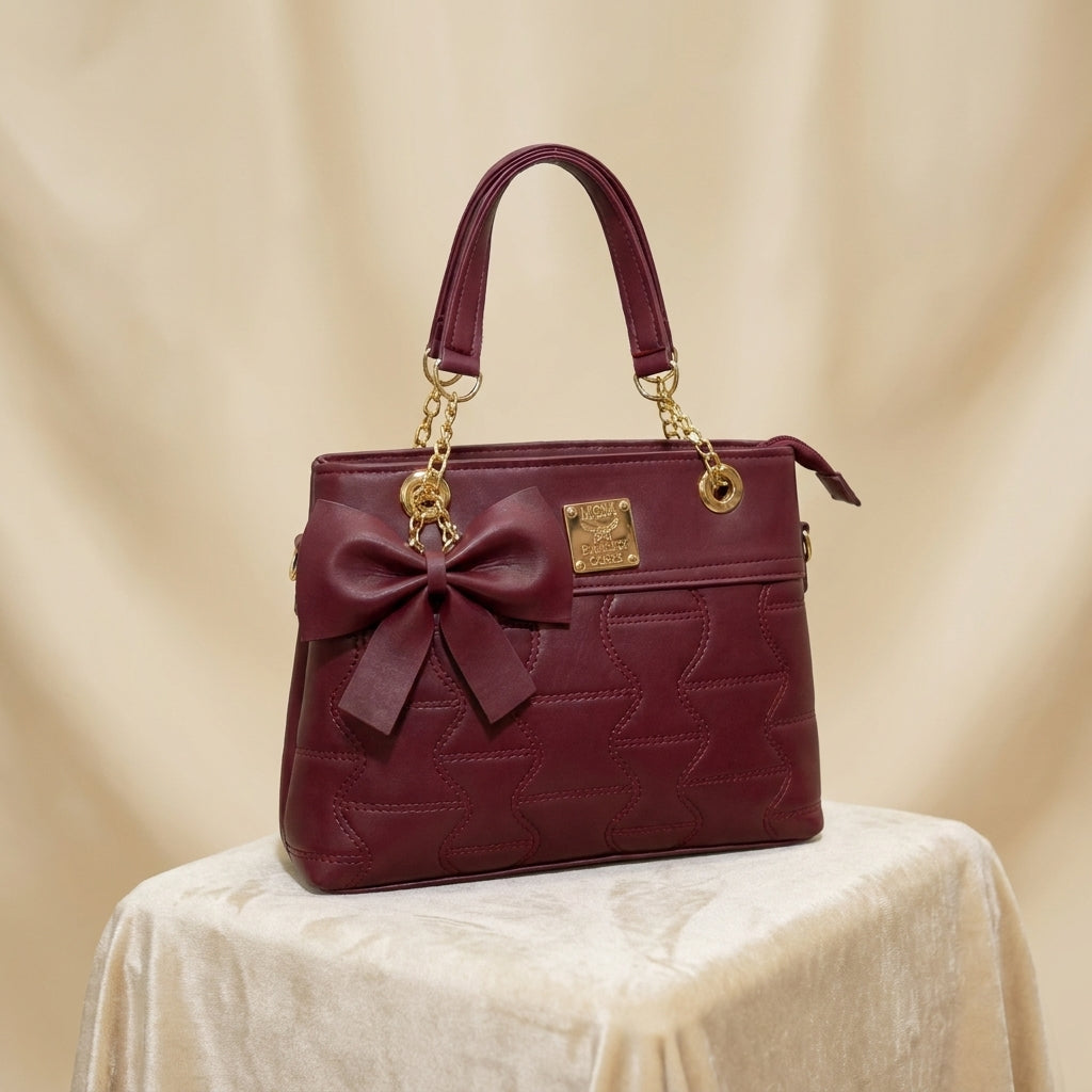 Quilted Bow Tote Handbag for Women - PU Leather, 5 Colours