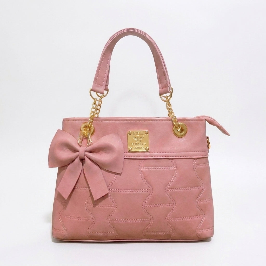 Quilted Bow-Detail Tote Bag - Brown